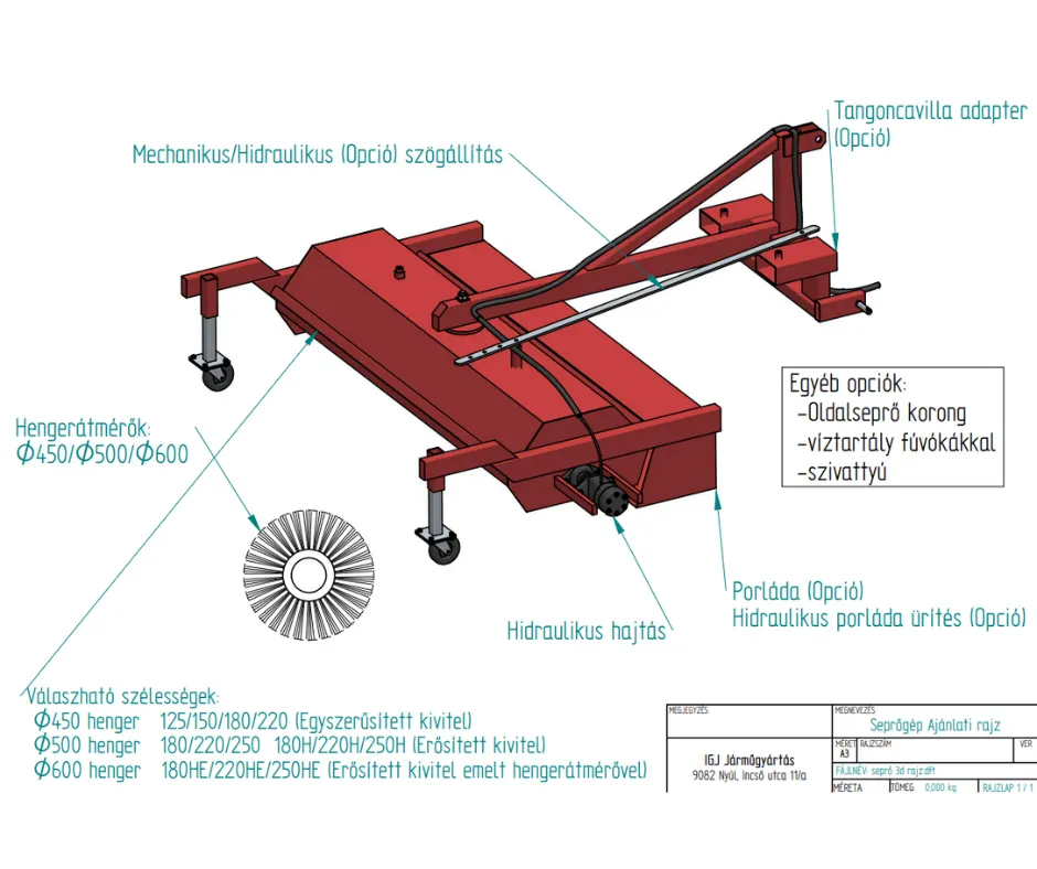 Seprőgép műszaki rajz